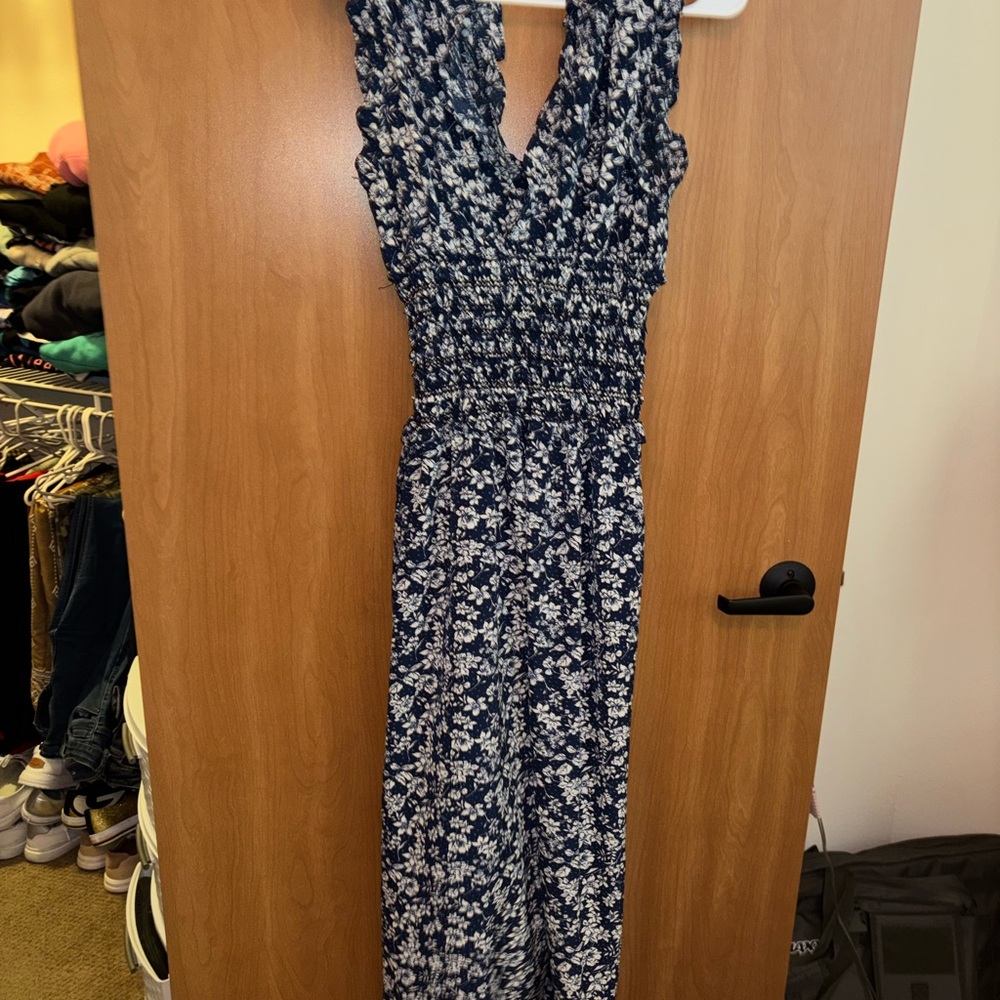 Floral Blue Sleeveless Jumpsuit
